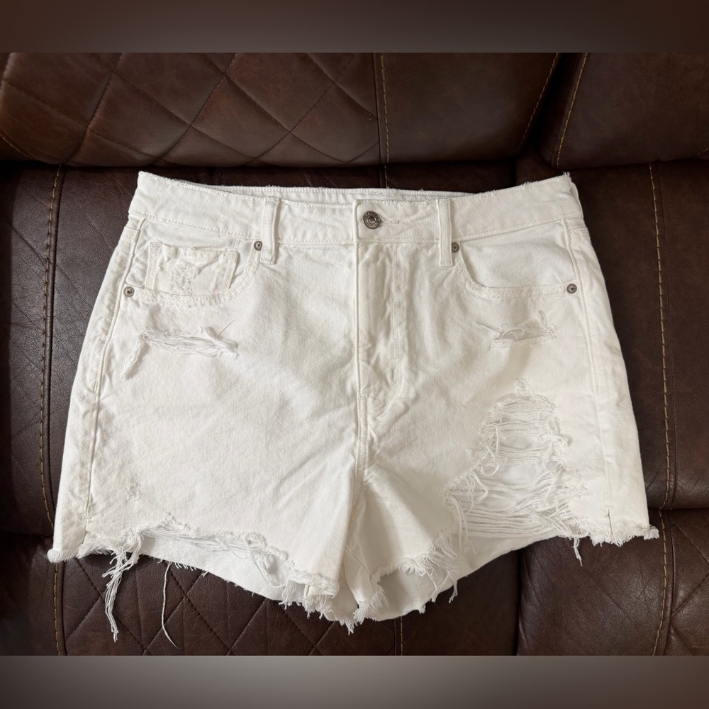 American Eagle Outfitters White Distressed Denim Shorts